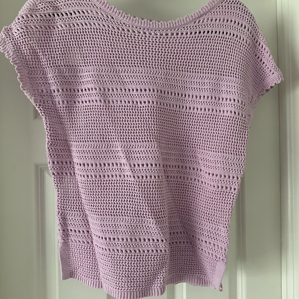 Old Navy Lilac Crochet Short-Sleeve Knit Top